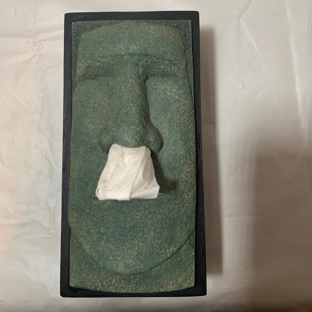 Rotary Hero Moai Tiki Easter Island Tissue Box EUC - Picture 1 of 11